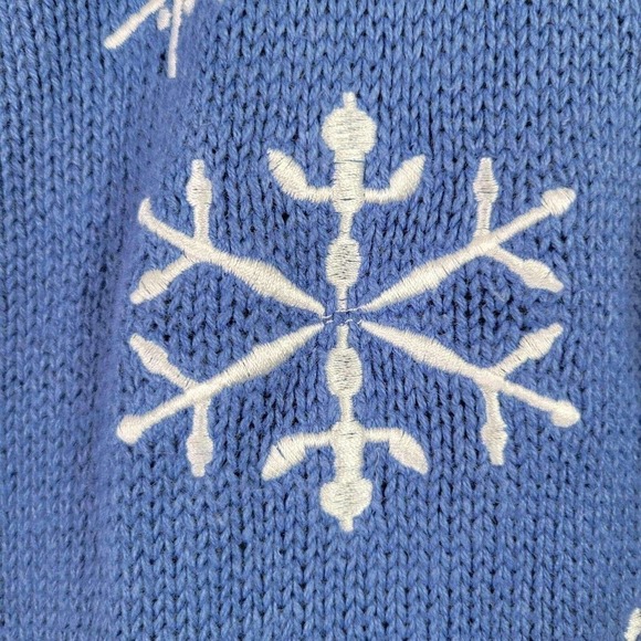 Holiday Editions Sweater Vest Women's Christmas Grandma Size L Blue White Cotton - Picture 5 of 8